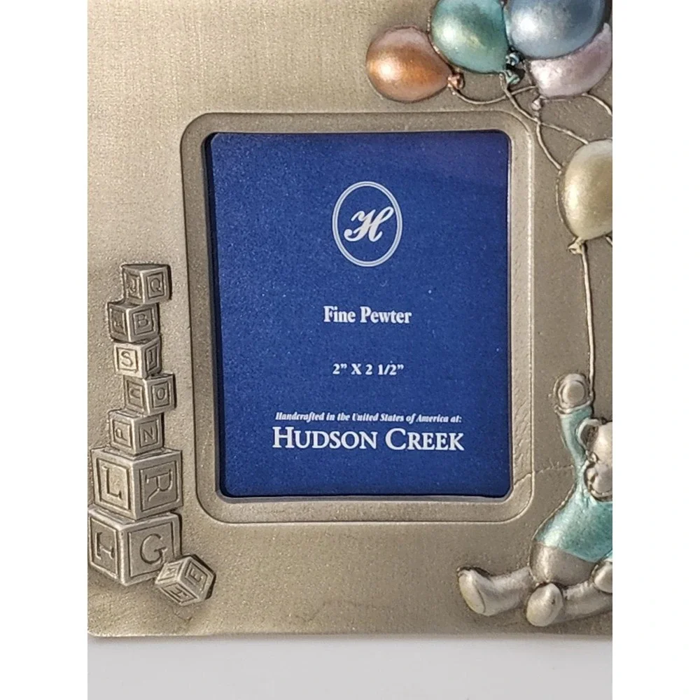 Hudson Creek fine pewter bear baby block balloons‎ frame for 2x2.5